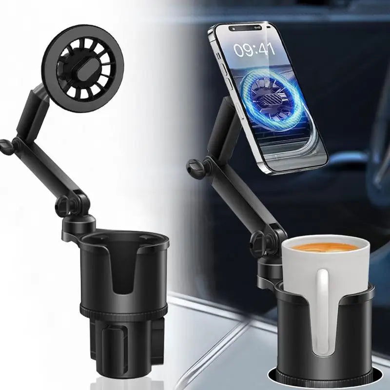 car Cup Holder with Phone Mount 360 degree Rotation Magnetic Cell Phone Stand Drink Cup Holder Adapter phone stand for auto