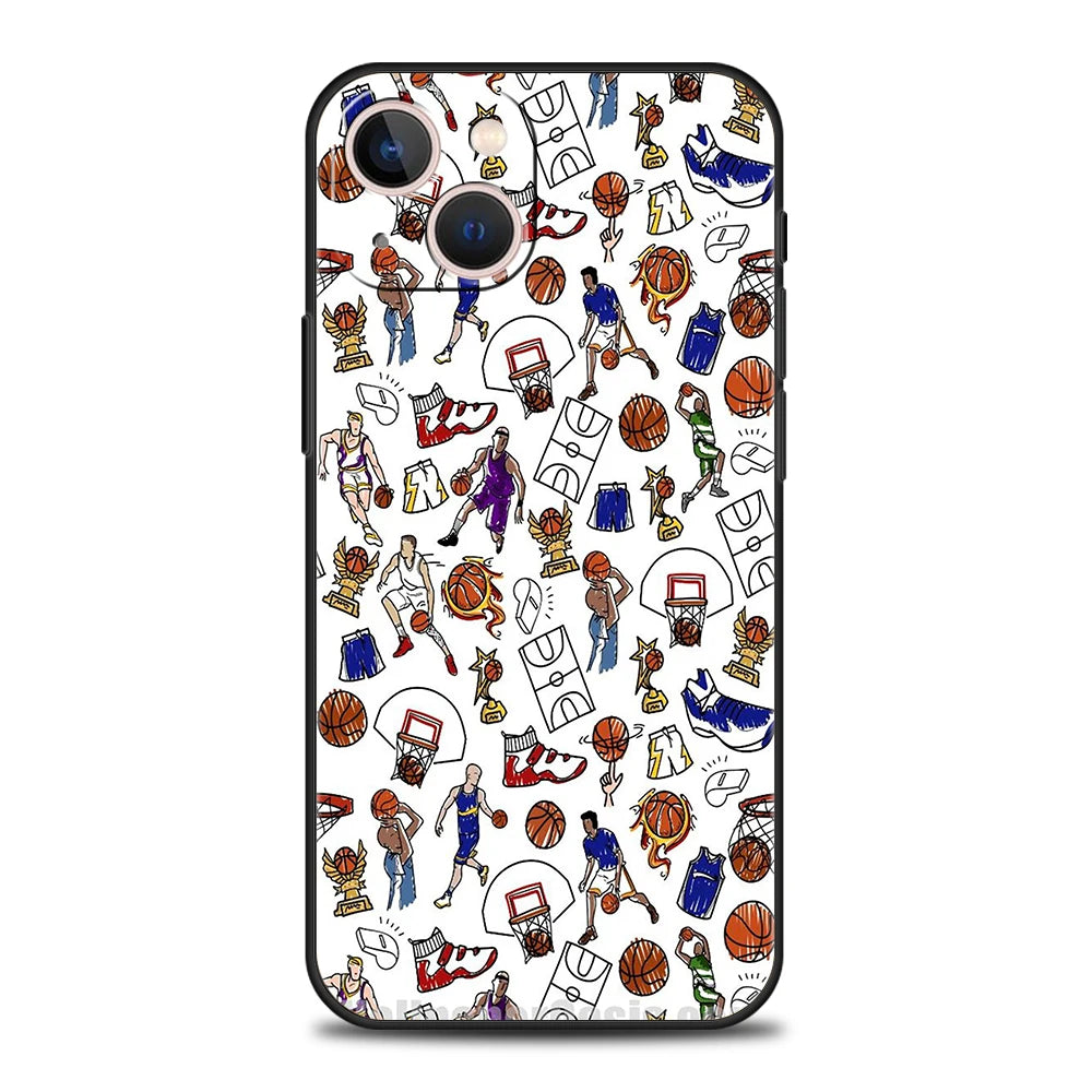 Football Sport Phone Case Cover for iPhone 15 14 13 12 Pro Max XR XS X 11 7 8 Plus SE 2020 13 Mini Silicone Soft Shell Capas Bag