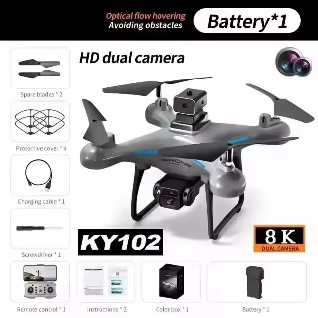 2026 Ky102 Drone 8k Hd Aerial Photography Dual Camera Brushless Quadcopter Obstacle Avoidance Optical Flow Aerial Rc Drone