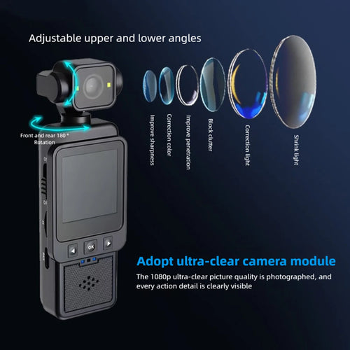 1080P Camera Vlog Camcorder Multi Axis Stabilization 270 Degree and 180 Degree Lens Rotation Multifunctional
