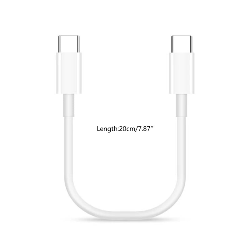 60W 20cm Short Type C Cable USB C to TypeC Fast Data Line For phone 15 Cellphone Tablet Charging