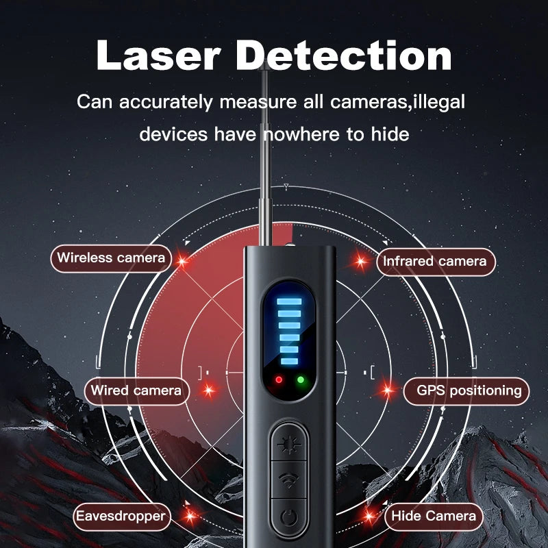 Wireless Camera Detector Anti-Spy Car GPS Tracker Listening Device Bug RF Wireless All Signal Scanner Gadget Security Protection