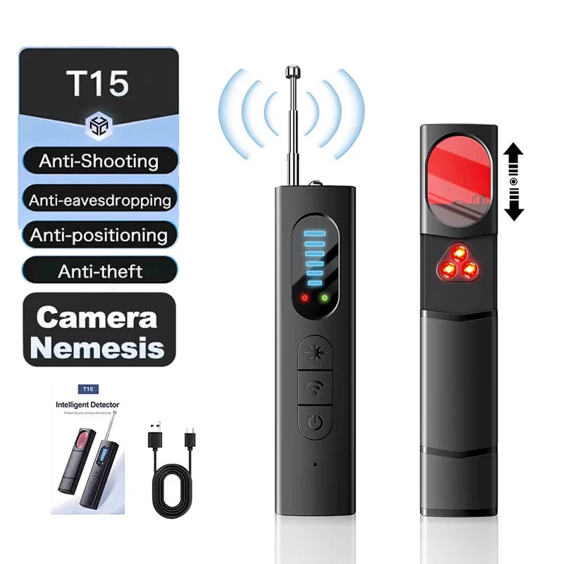 Wireless Camera Detector Anti-Spy Car GPS Tracker Listening Device Bug RF Wireless All Signal Scanner Gadget Security Protection