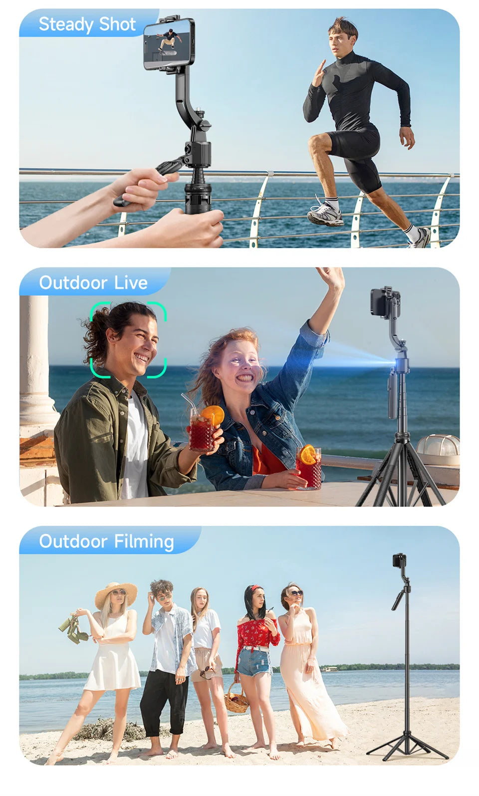 C17 Selfie Tripod for Cell Phone 360°Auto-Rotation AI Tracking Shooting Quadrapod with Remote Control