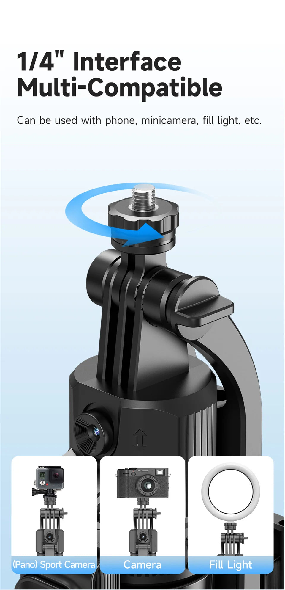 C17 Selfie Tripod for Cell Phone 360°Auto-Rotation AI Tracking Shooting Quadrapod with Remote Control