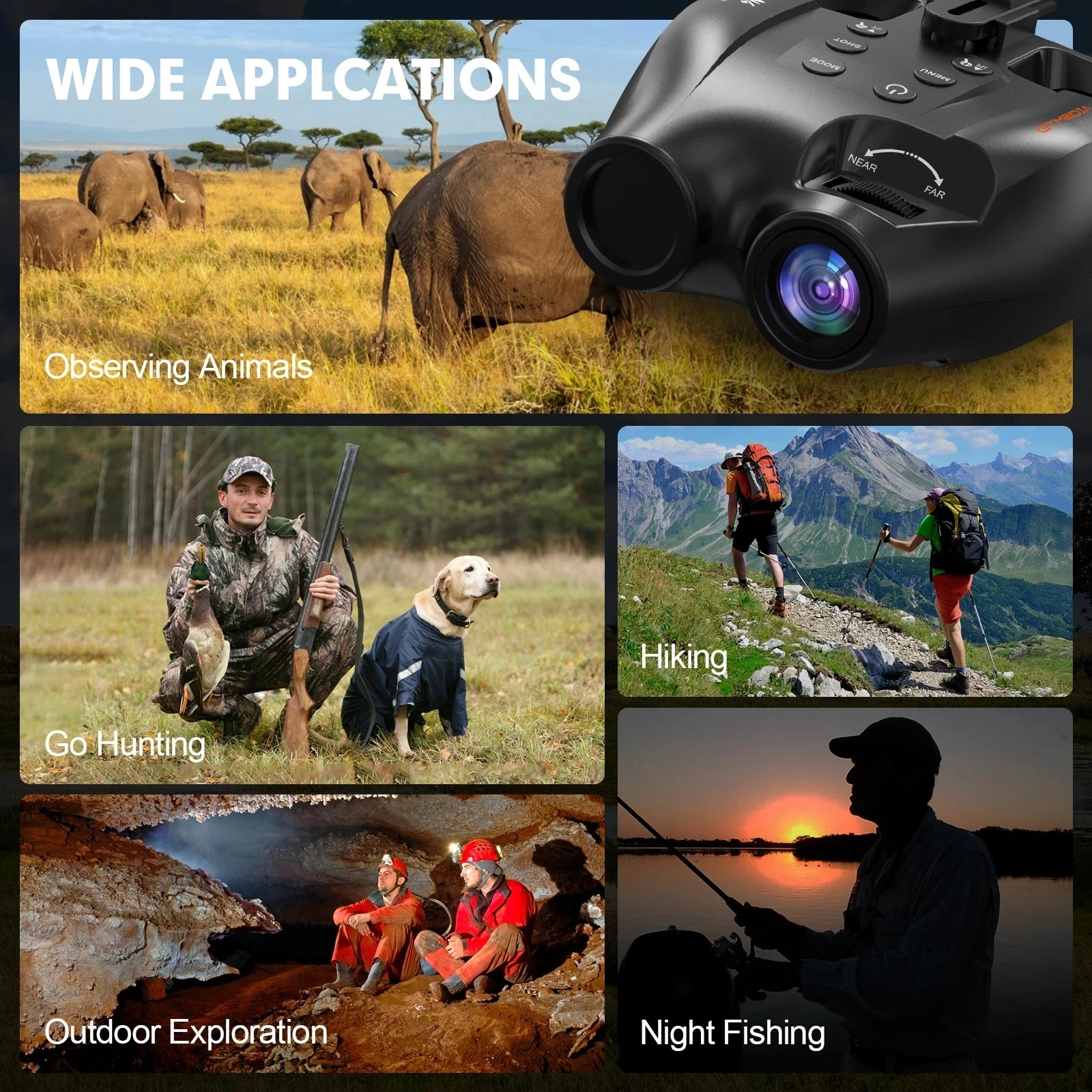 GTMEDIA N4 Infrared Night Vision Monocular with 5X Digital Zoom 1080P FHD 300m Night Vision Distance 7-levels IR Adjustable