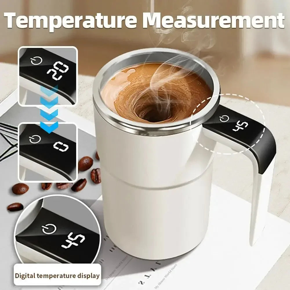 Automatic Self Stirring Magnetic Mug with LCD Screen Coffee Milk Stainless Steel Mixing Cup USB Rechargeable Smart Thermal Cups