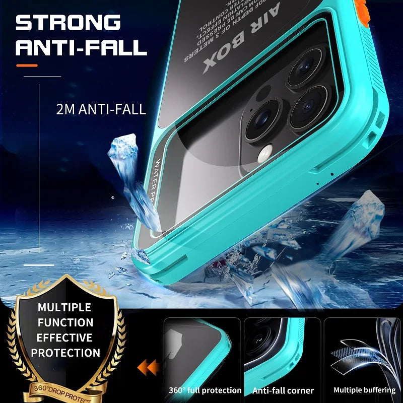 Swimming Diving Cover For iPhone 17 16 15 14 13 12 Pro Max IP68 Waterproof Sealed Phone Case Underwater Photography Touch Screen