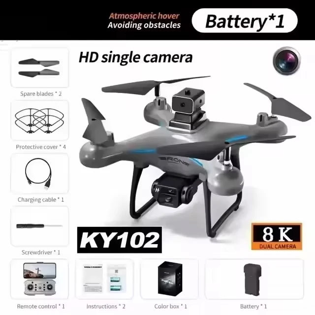 2026 Ky102 Drone 8k Hd Aerial Photography Dual Camera Brushless Quadcopter Obstacle Avoidance Optical Flow Aerial Rc Drone