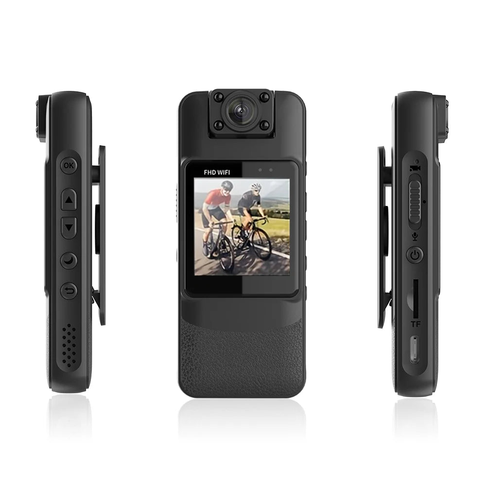 4K HD Mini WiFi Camera Infrared Night Vision Clip-On Body-Worn Camera Suitable for Law Enforcement Recording, Outdoor Activities