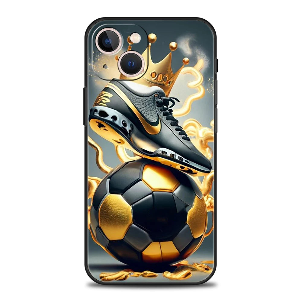 Football Sport Phone Case Cover for iPhone 15 14 13 12 Pro Max XR XS X 11 7 8 Plus SE 2020 13 Mini Silicone Soft Shell Capas Bag