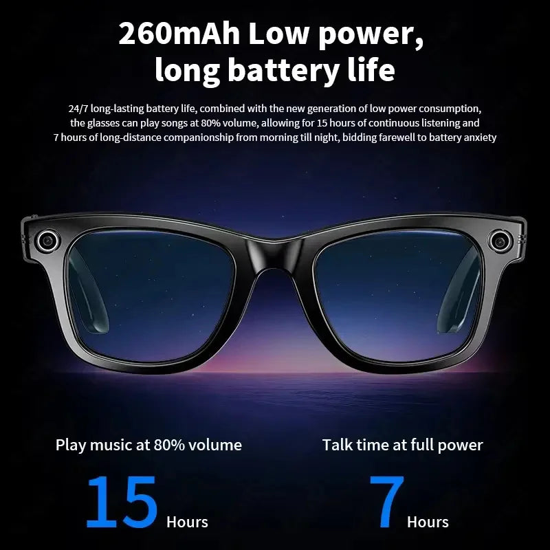 2026 AI Smart Glasses with 8MP Camera Video Recording 100+ Languages Translation Sunglasses Bluetooth Call Music Play Men Women
