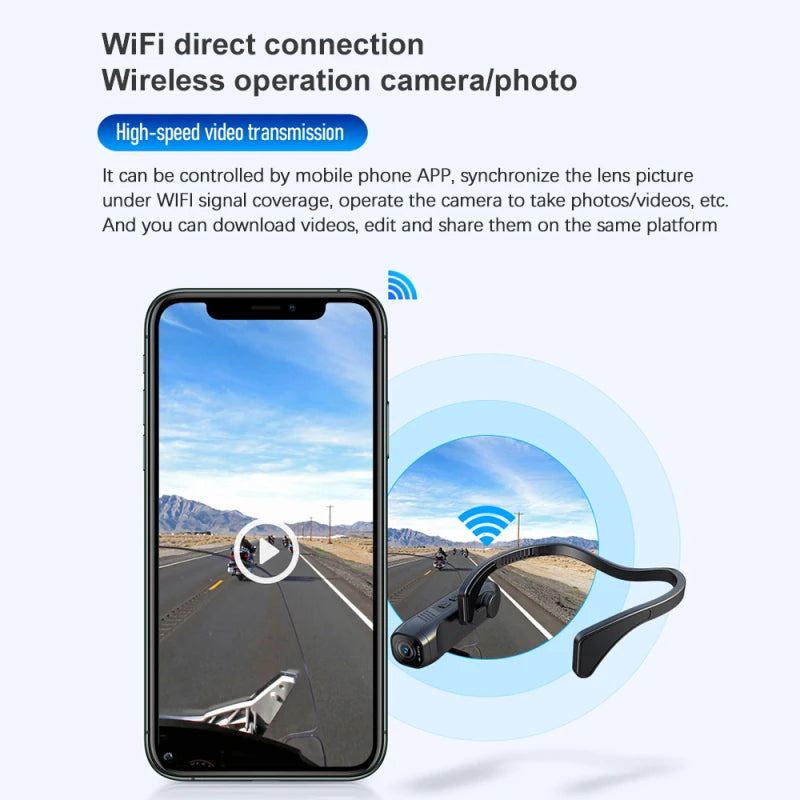 5K Head Mounted Camera Wearable WiFi Video Camera Camcorder Webcam 30MP Anti-shake IPX5 Waterproof for Vlog Video Recording