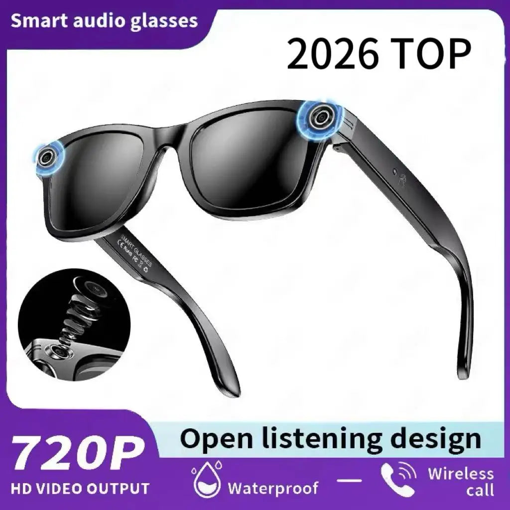 2026 AI Smart Glasses with 8MP Camera Video Recording 100+ Languages Translation Sunglasses Bluetooth Call Music Play Men Women