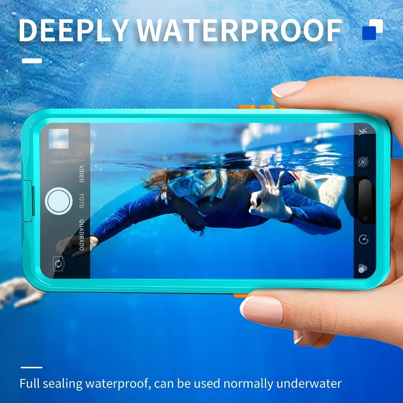 Swimming Diving Cover For iPhone 17 16 15 14 13 12 Pro Max IP68 Waterproof Sealed Phone Case Underwater Photography Touch Screen