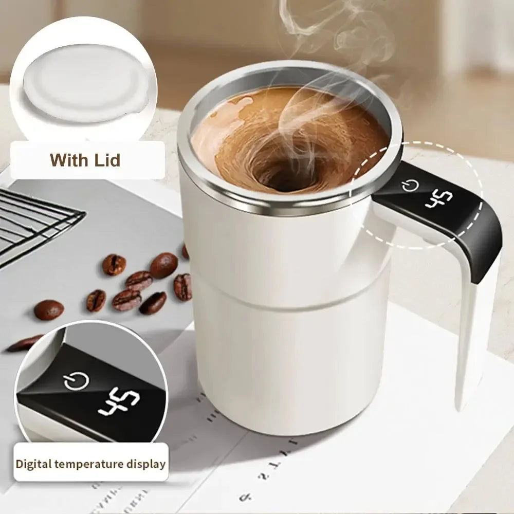 Automatic Self Stirring Magnetic Mug with LCD Screen Coffee Milk Stainless Steel Mixing Cup USB Rechargeable Smart Thermal Cups