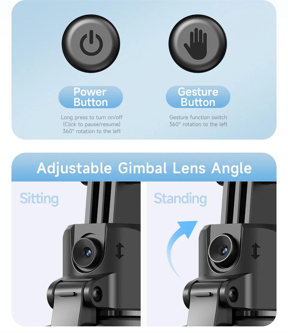 C17 Selfie Tripod for Cell Phone 360°Auto-Rotation AI Tracking Shooting Quadrapod with Remote Control
