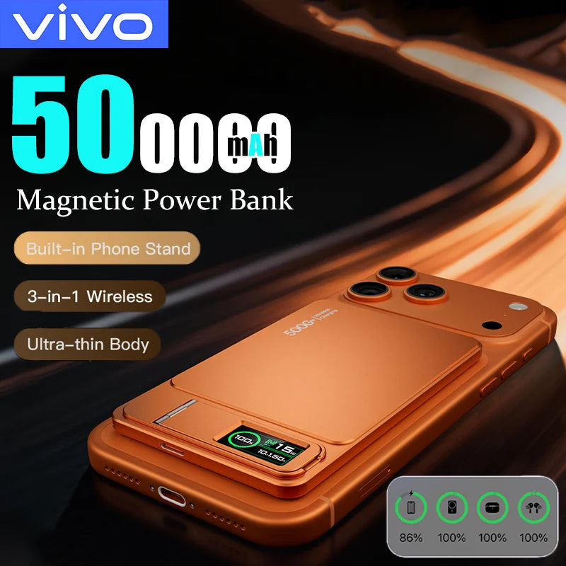 VIVO 5000/10000mAh Magnetic Power Bank Wireless Slim Original Power Bank For MagSafe External Battery for iPhone 17/16/15/14
