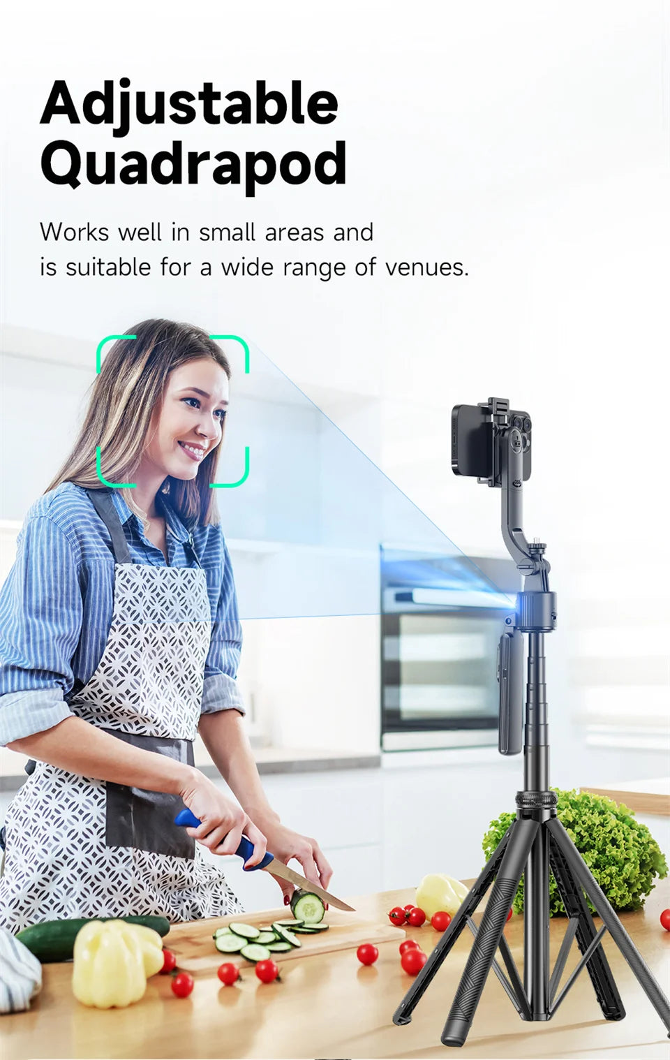 C17 Selfie Tripod for Cell Phone 360°Auto-Rotation AI Tracking Shooting Quadrapod with Remote Control
