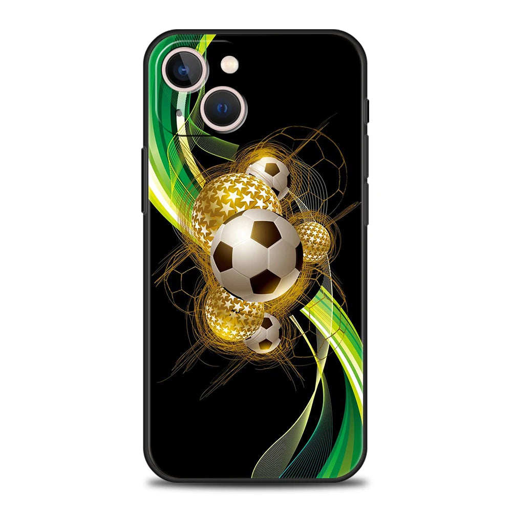 Football Sport Phone Case Cover for iPhone 15 14 13 12 Pro Max XR XS X 11 7 8 Plus SE 2020 13 Mini Silicone Soft Shell Capas Bag