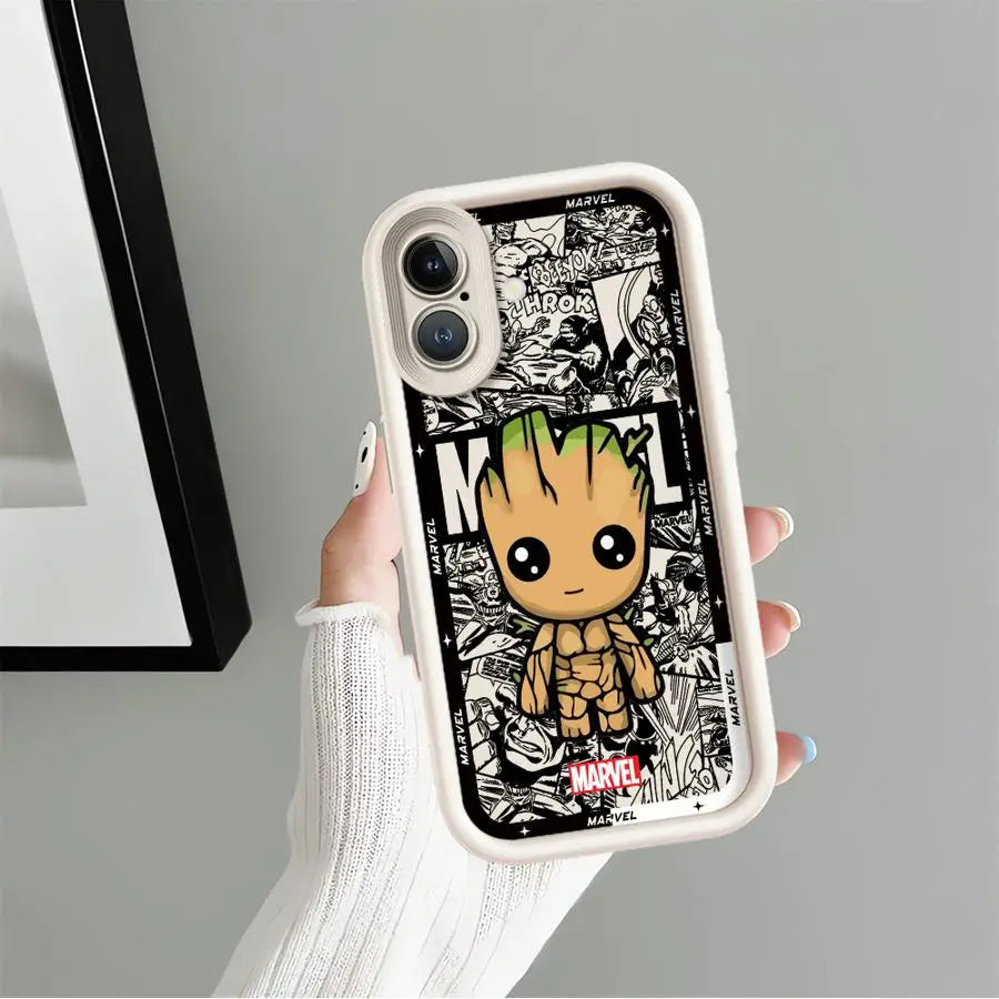 Phone Cover Case for iPhone 16 15 Plus 13 17 Pro Max 14 Air 11 12 Pro Marvel Groot Ironman