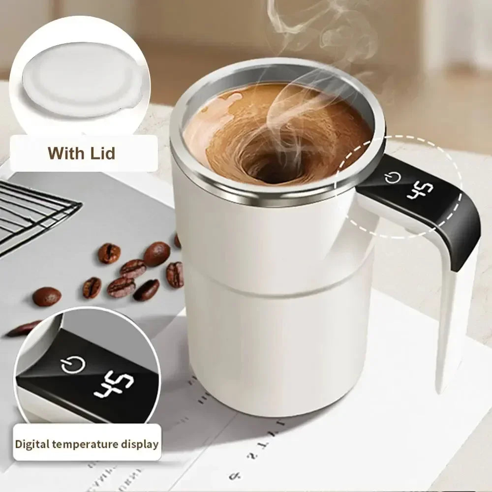 Automatic Self Stirring Magnetic Mug with LCD Screen Coffee Milk Stainless Steel Mixing Cup USB Rechargeable Smart Thermal Cups