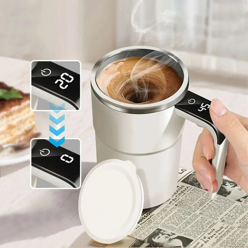 Automatic Self Stirring Magnetic Mug with LCD Screen Coffee Milk Stainless Steel Mixing Cup USB Rechargeable Smart Thermal Cups